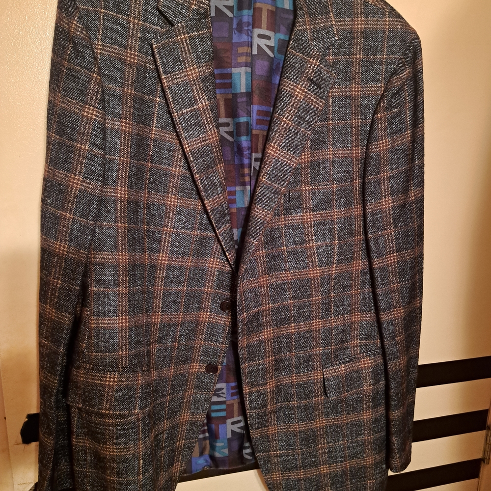 Etro Men's Checkered Blazer - Brown and Gray